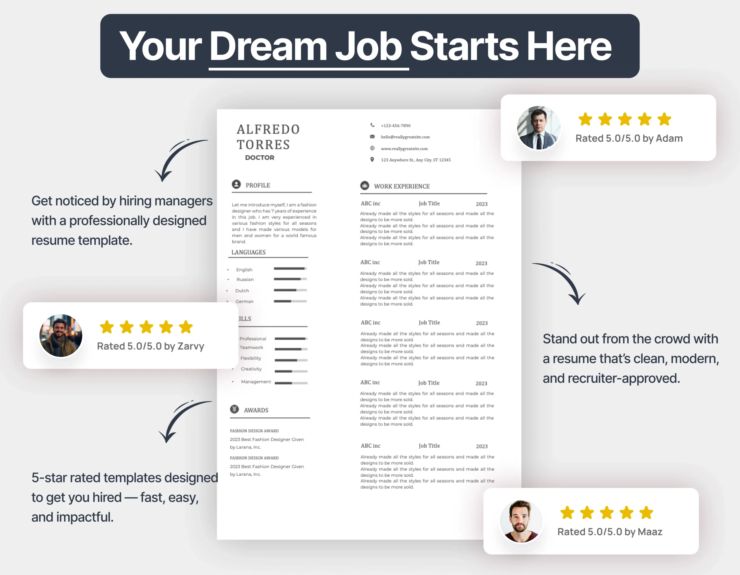 Minimalist Doctors Resume Template - Image 3