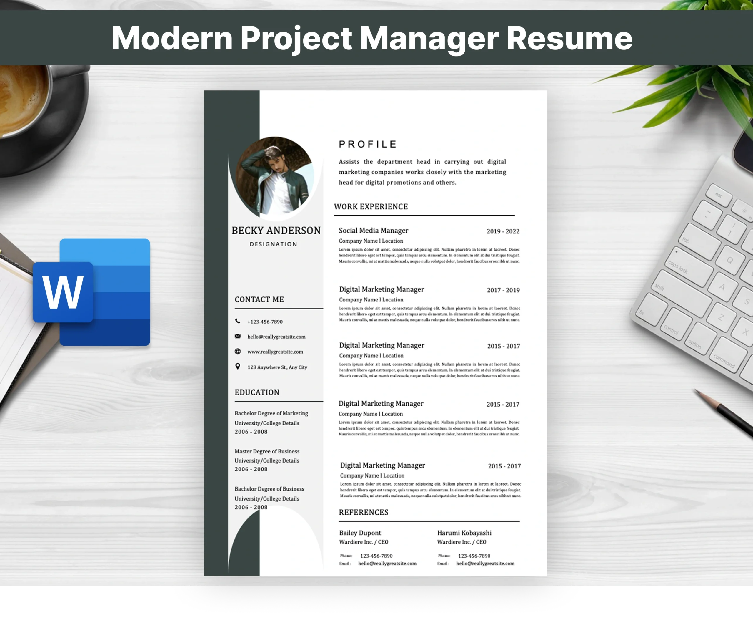 Modern Project Manager Resume Template