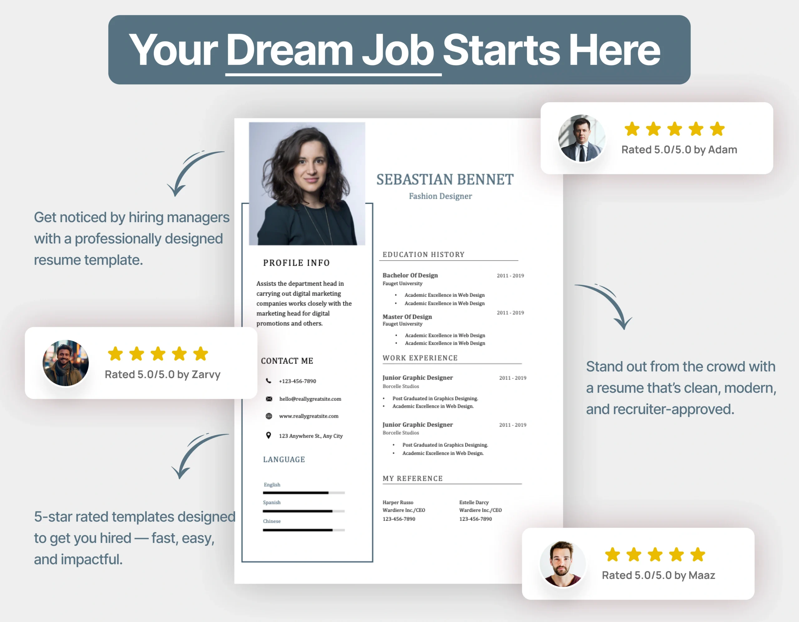 Corporate Fashion Designer Resume Template - Image 4